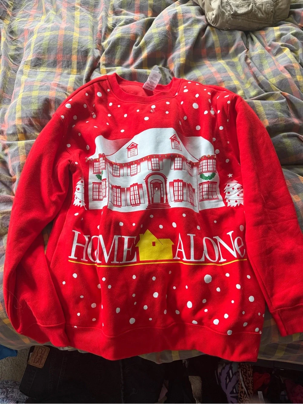 Home Alone Red Holiday Graphic Sweatshirt - Official Movie Design